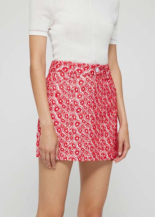 ROHE RED FLORAL SKIRT - Enes