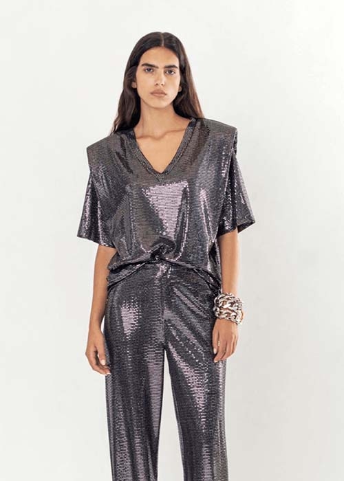 DANAME SILVER SEQUINS TOP