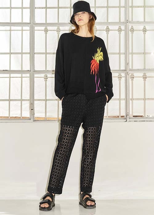NUDE BLACK EMBROIDERY PANTS