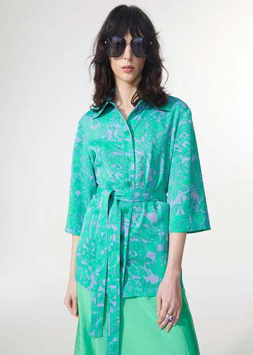 RODEBJER GREEN PRINTED BLOUSE