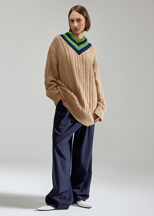 VALENTINE WITMEUR CAMEL CABLE KNIT