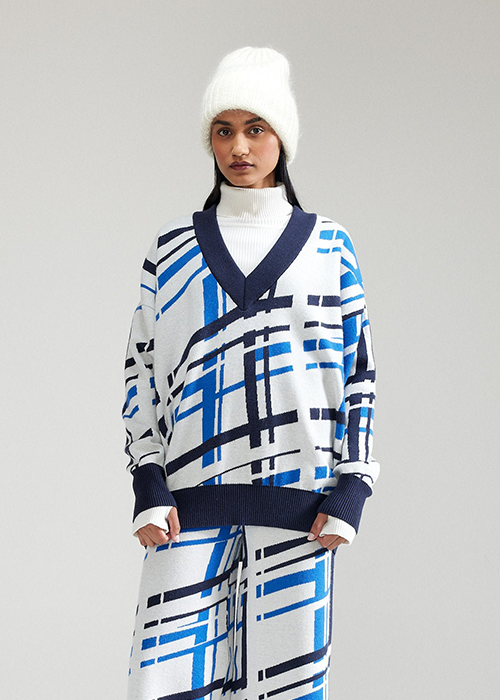 VALENTINE WITMEUR BLUE PRINTED KNIT