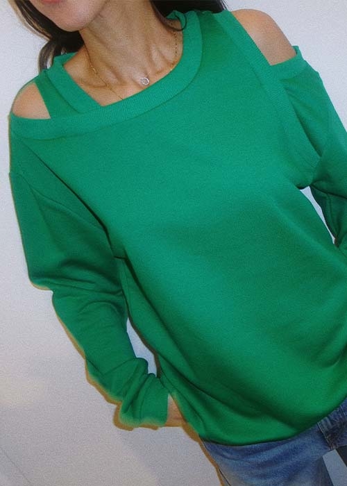 RAE CUT OUT SWEATER GREEN